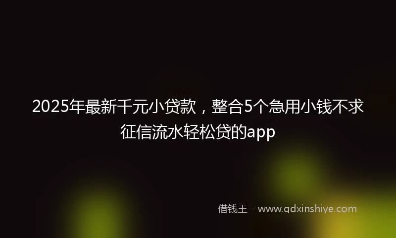 2025年最新千元小贷款，整合5个急用小钱不求征信流水轻松贷的app