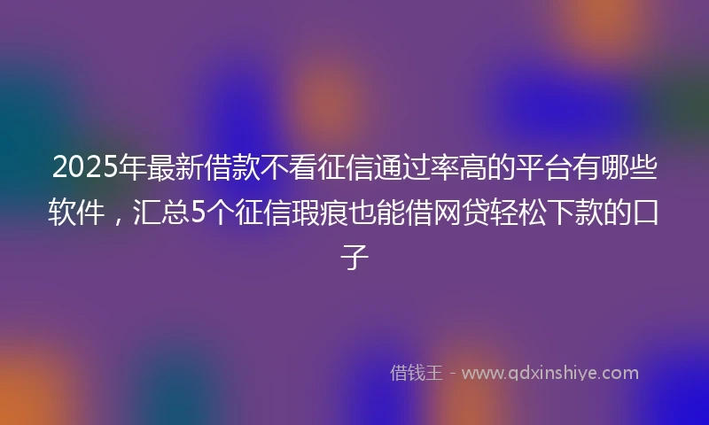 2025年最新借款不看征信通过率高的平台有哪些软件，汇总5个征信瑕疵也能借网贷轻松下款的口子