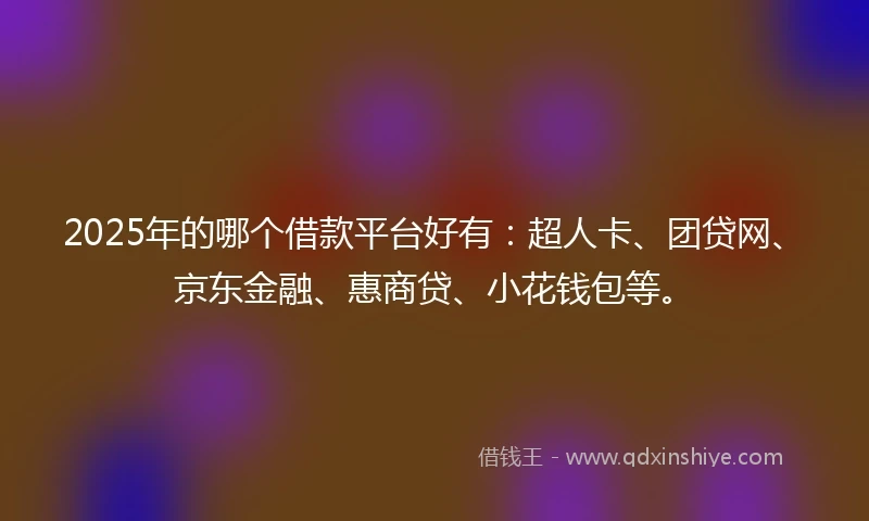 2025年的哪个借款平台好有：超人卡、团贷网、京东金融、惠商贷、小花钱包等。