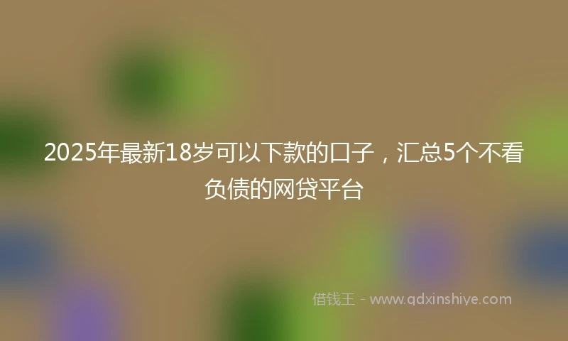2025年最新18岁可以下款的口子，汇总5个不看负债的网贷平台