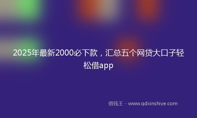2025年最新2000必下款，汇总五个网贷大口子轻松借app