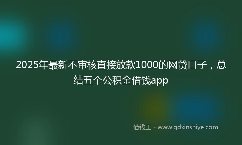 2025年最新不审核直接放款1000的网贷口子，总结五个公积金借钱app