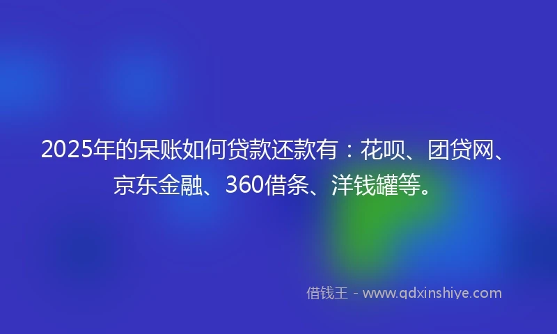 2025年的呆账如何贷款还款有：花呗、团贷网、京东金融、360借条、洋钱罐等。