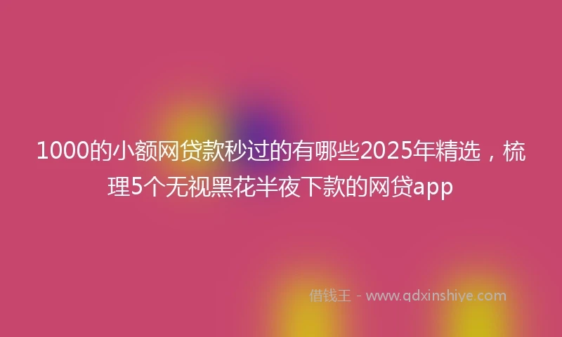 1000的小额网贷款秒过的有哪些2025年精选，梳理5个无视黑花半夜下款的网贷app
