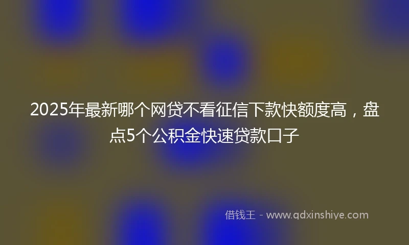 2025年最新哪个网贷不看征信下款快额度高，盘点5个公积金快速贷款口子