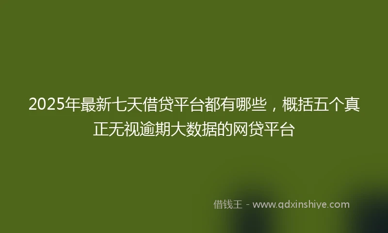 2025年最新七天借贷平台都有哪些，概括五个真正无视逾期大数据的网贷平台