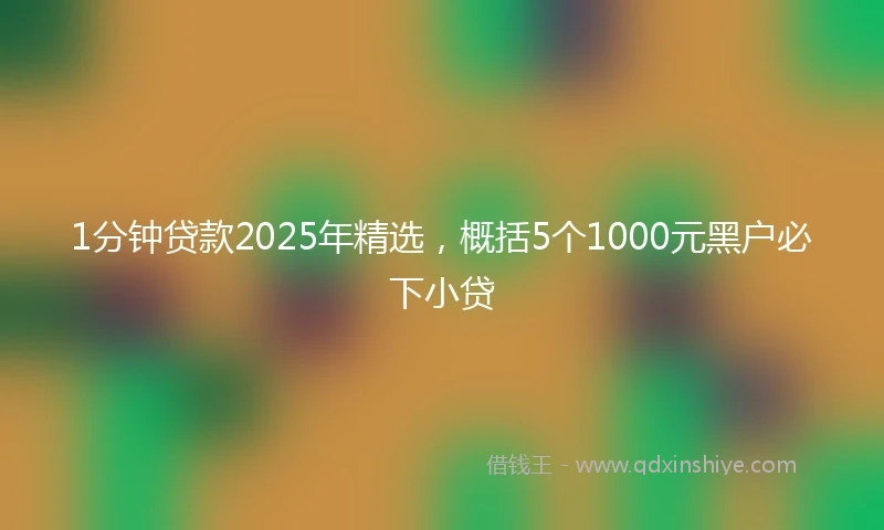 1分钟贷款2025年精选，概括5个1000元黑户必下小贷