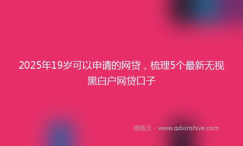 2025年19岁可以申请的网贷，梳理5个最新无视黑白户网贷口子