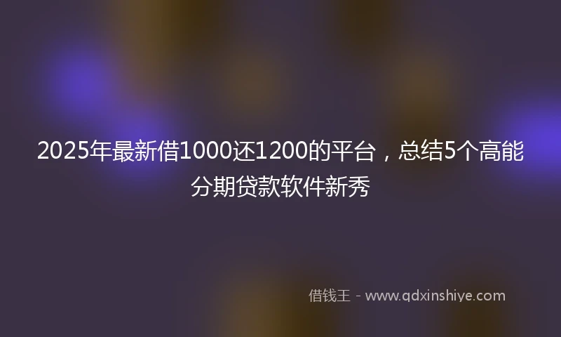2025年最新借1000还1200的平台，总结5个高能分期贷款软件新秀