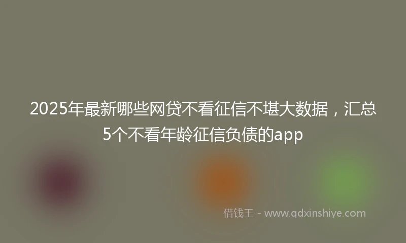 2025年最新哪些网贷不看征信不堪大数据，汇总5个不看年龄征信负债的app