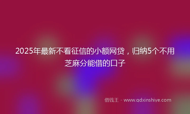 2025年最新不看征信的小额网贷，归纳5个不用芝麻分能借的口子