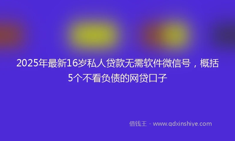 2025年最新16岁私人贷款无需软件微信号，概括5个不看负债的网贷口子