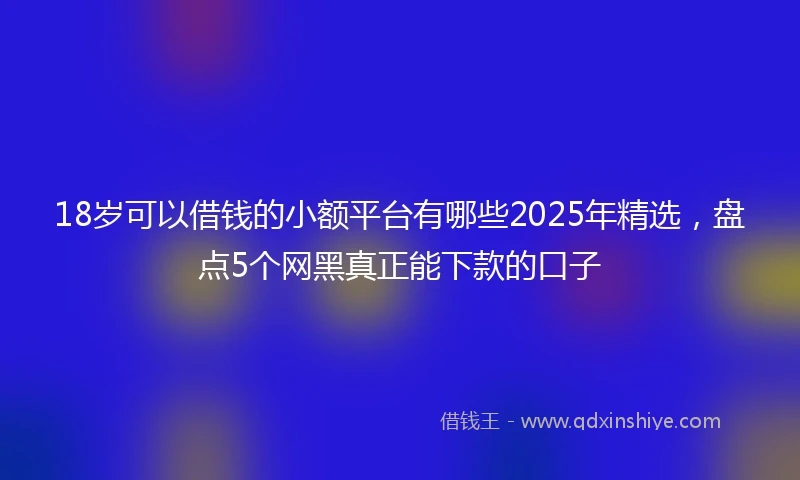 18岁可以借钱的小额平台有哪些2025年精选，盘点5个网黑真正能下款的口子