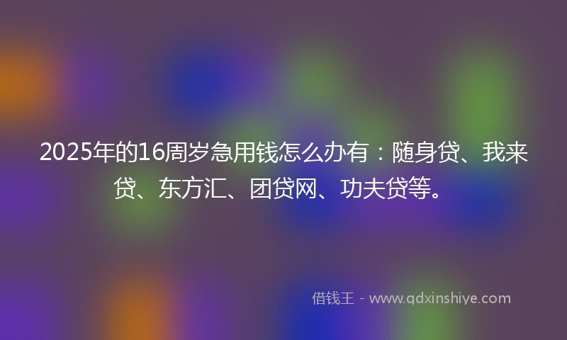 2025年的16周岁急用钱怎么办有：随身贷、我来贷、东方汇、团贷网、功夫贷等。