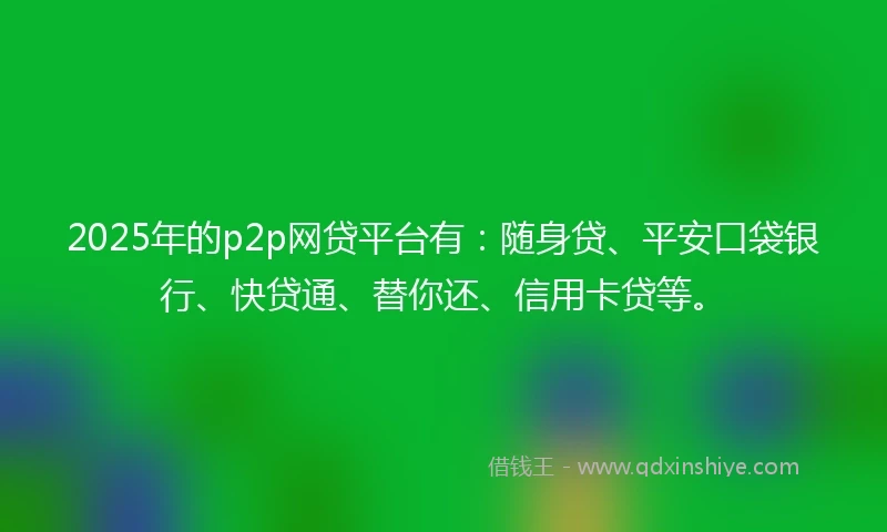 2025年的p2p网贷平台有：随身贷、平安口袋银行、快贷通、替你还、信用卡贷等。