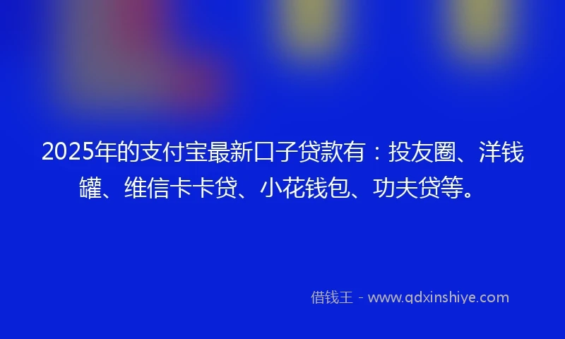 2025年的支付宝最新口子贷款有：投友圈、洋钱罐、维信卡卡贷、小花钱包、功夫贷等。