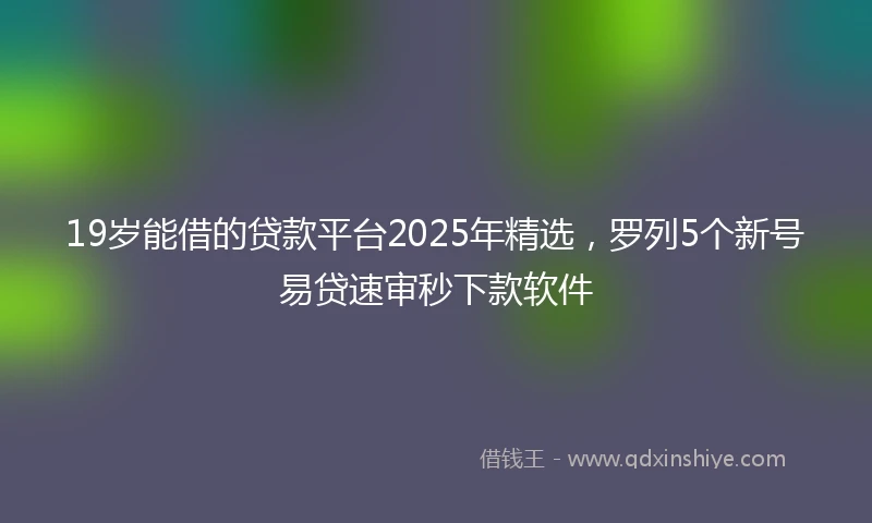 19岁能借的贷款平台2025年精选，罗列5个新号易贷速审秒下款软件