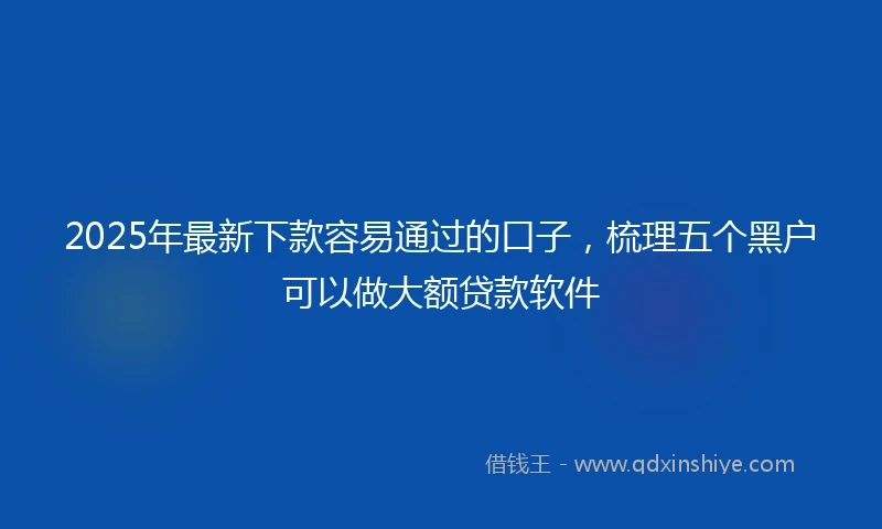2025年最新下款容易通过的口子，梳理五个黑户可以做大额贷款软件
