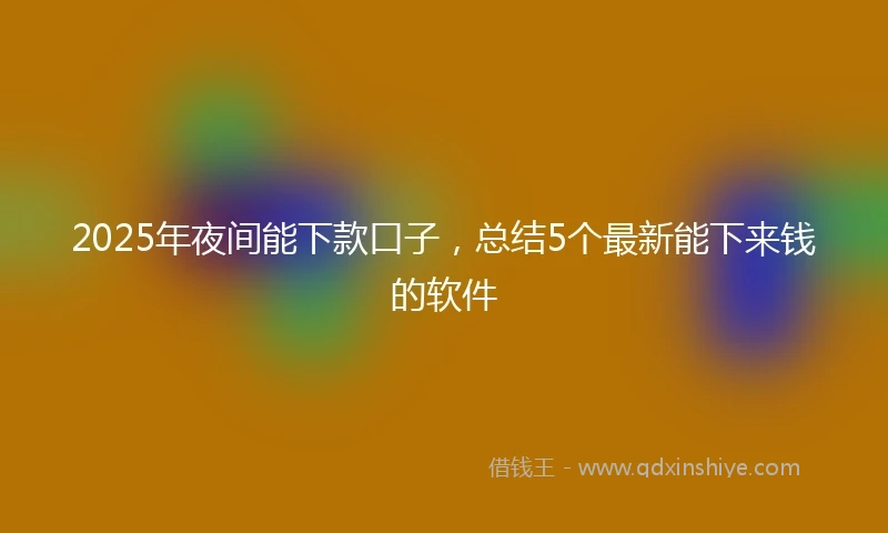 2025年夜间能下款口子，总结5个最新能下来钱的软件