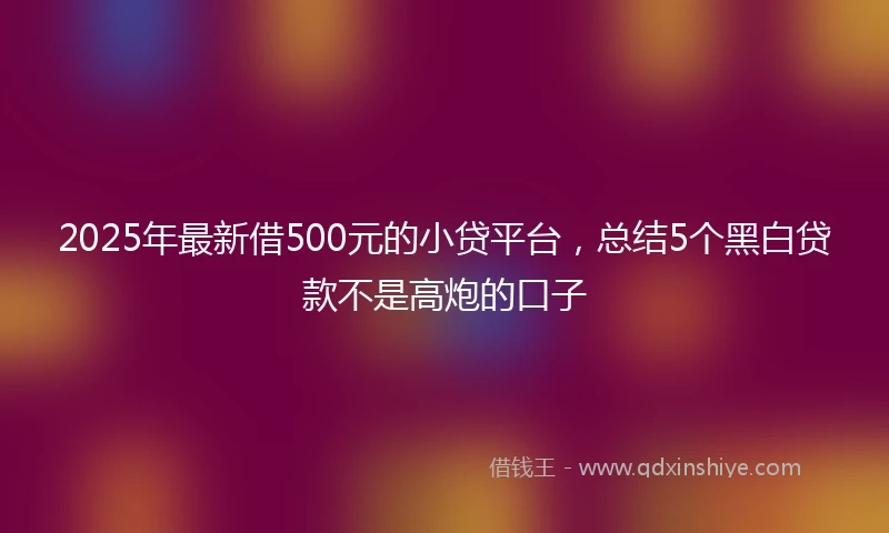 2025年最新借500元的小贷平台，总结5个黑白贷款不是高炮的口子