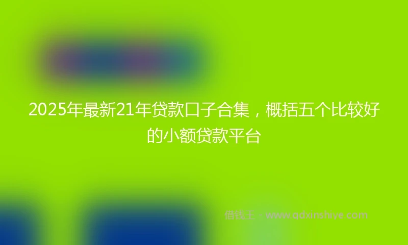 2025年最新21年贷款口子合集，概括五个比较好的小额贷款平台
