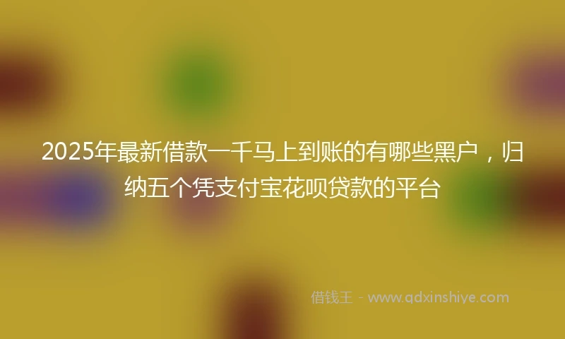 2025年最新借款一千马上到账的有哪些黑户，归纳五个凭支付宝花呗贷款的平台