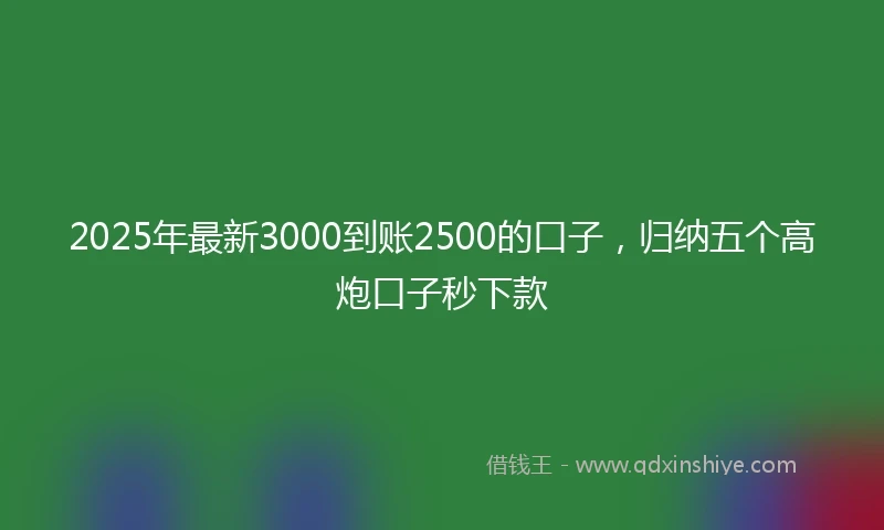 2025年最新3000到账2500的口子，归纳五个高炮口子秒下款