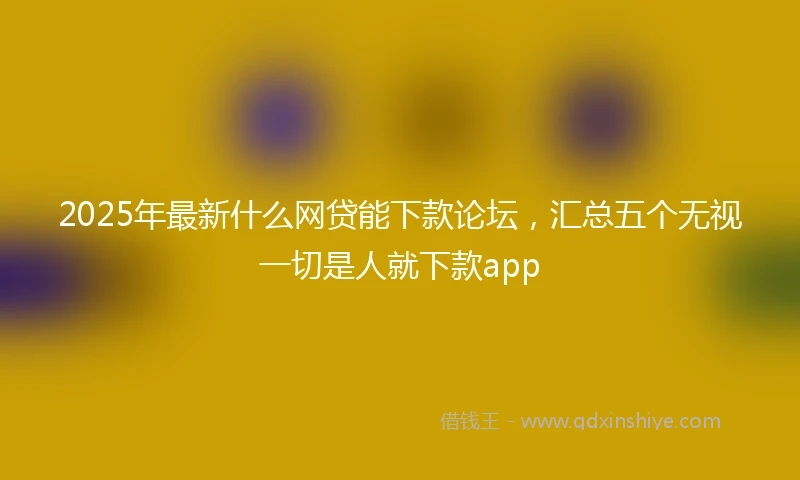 2025年最新什么网贷能下款论坛，汇总五个无视一切是人就下款app