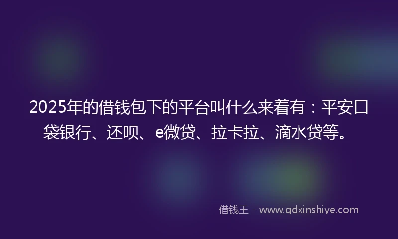 2025年的借钱包下的平台叫什么来着有：平安口袋银行、还呗、e微贷、拉卡拉、滴水贷等。