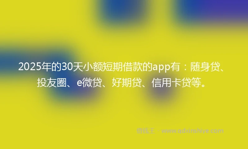 2025年的30天小额短期借款的app有：随身贷、投友圈、e微贷、好期贷、信用卡贷等。