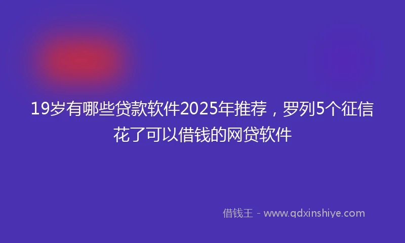 19岁有哪些贷款软件2025年推荐，罗列5个征信花了可以借钱的网贷软件