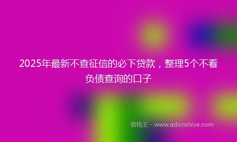 2025年最新不查征信的必下贷款，整理5个不看负债查询的口子