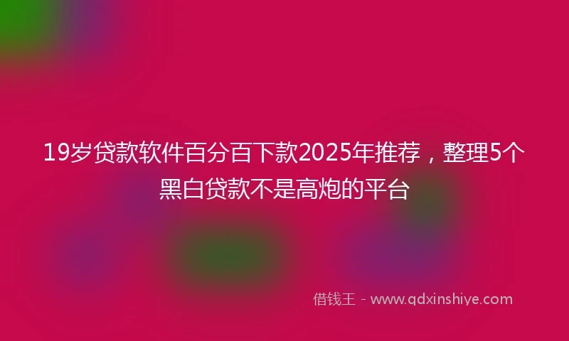 19岁贷款软件百分百下款2025年推荐，整理5个黑白贷款不是高炮的平台
