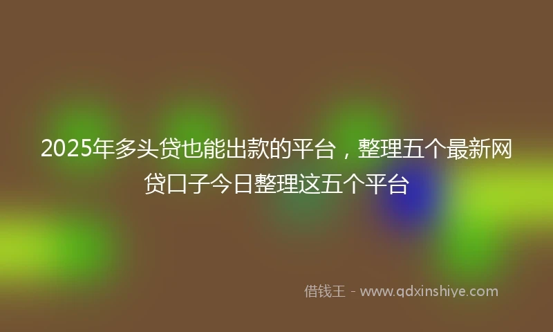 2025年多头贷也能出款的平台，整理五个最新网贷口子今日整理这五个平台
