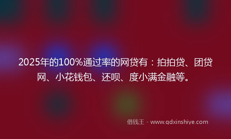2025年的100%通过率的网贷有：拍拍贷、团贷网、小花钱包、还呗、度小满金融等。