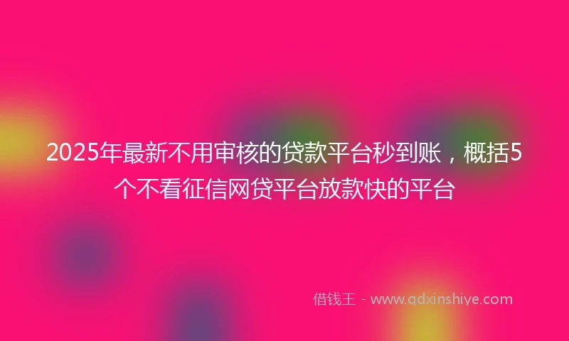 2025年最新不用审核的贷款平台秒到账，概括5个不看征信网贷平台放款快的平台