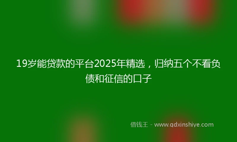 19岁能贷款的平台2025年精选，归纳五个不看负债和征信的口子
