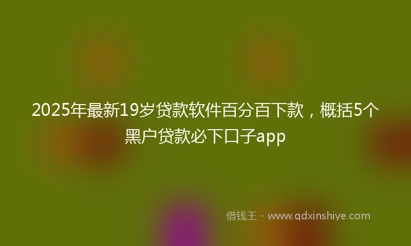 2025年最新19岁贷款软件百分百下款，概括5个黑户贷款必下口子app