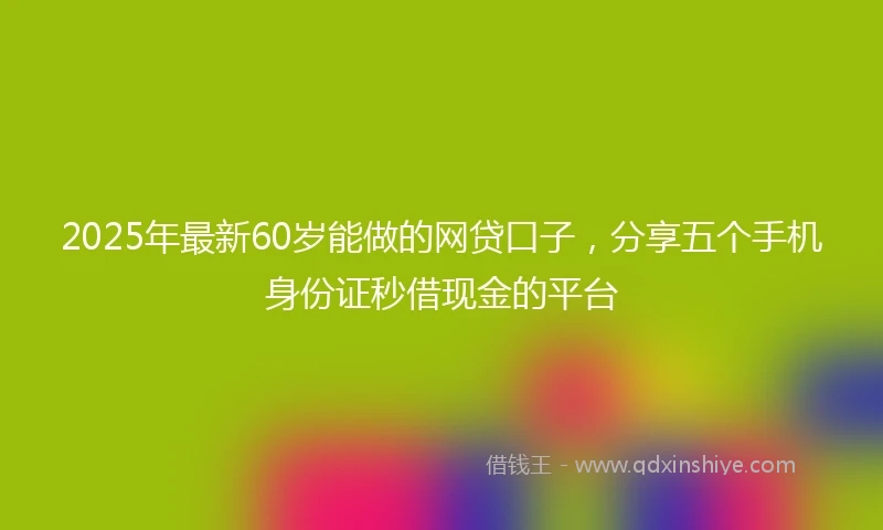2025年最新60岁能做的网贷口子，分享五个手机身份证秒借现金的平台
