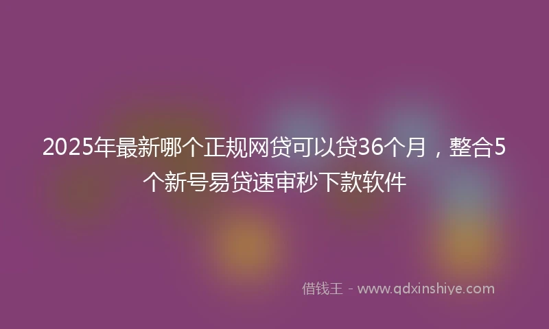 2025年最新哪个正规网贷可以贷36个月，整合5个新号易贷速审秒下款软件