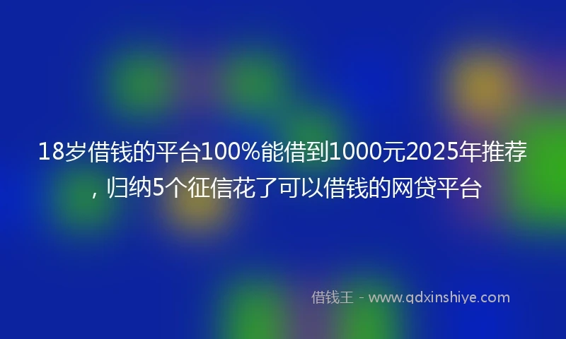 18岁借钱的平台100%能借到1000元2025年推荐，归纳5个征信花了可以借钱的网贷平台
