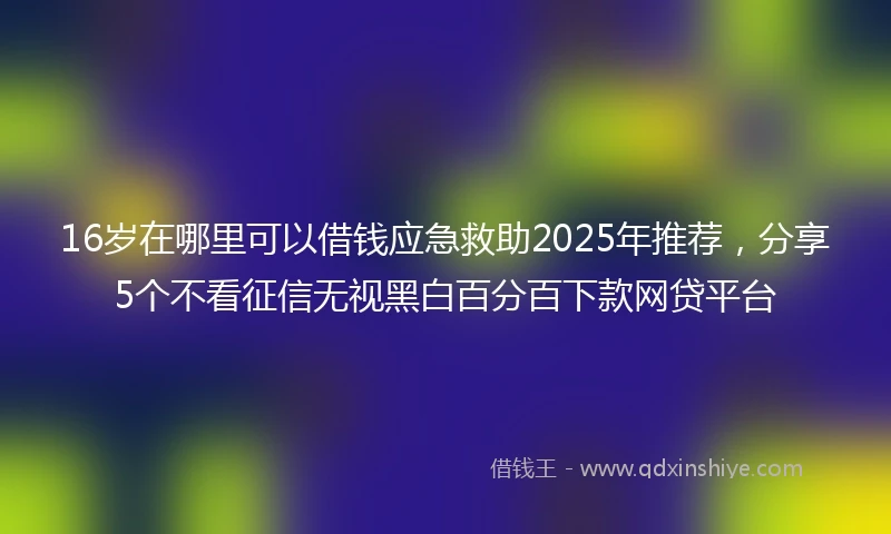 16岁在哪里可以借钱应急救助2025年推荐，分享5个不看征信无视黑白百分百下款网贷平台
