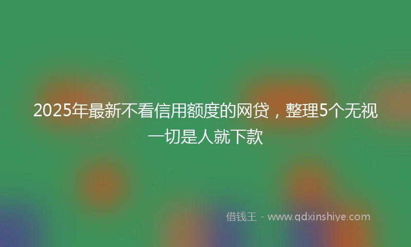 2025年最新不看信用额度的网贷，整理5个无视一切是人就下款