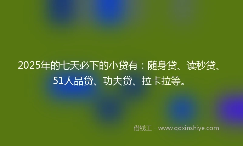 2025年的七天必下的小贷有：随身贷、读秒贷、51人品贷、功夫贷、拉卡拉等。