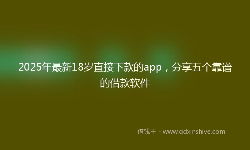 2025年最新18岁直接下款的app，分享五个靠谱的借款软件