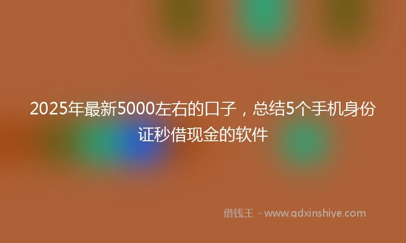 2025年最新5000左右的口子，总结5个手机身份证秒借现金的软件