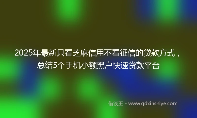 2025年最新只看芝麻信用不看征信的贷款方式，总结5个手机小额黑户快速贷款平台