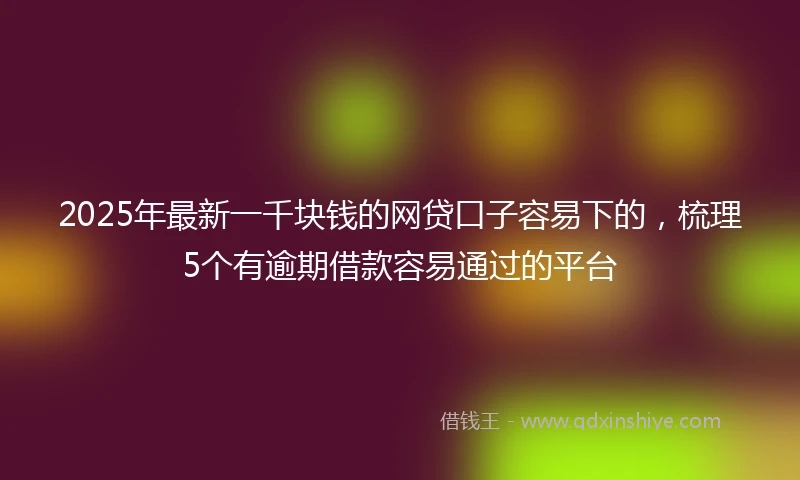 2025年最新一千块钱的网贷口子容易下的，梳理5个有逾期借款容易通过的平台