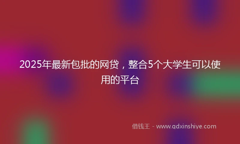 2025年最新包批的网贷，整合5个大学生可以使用的平台