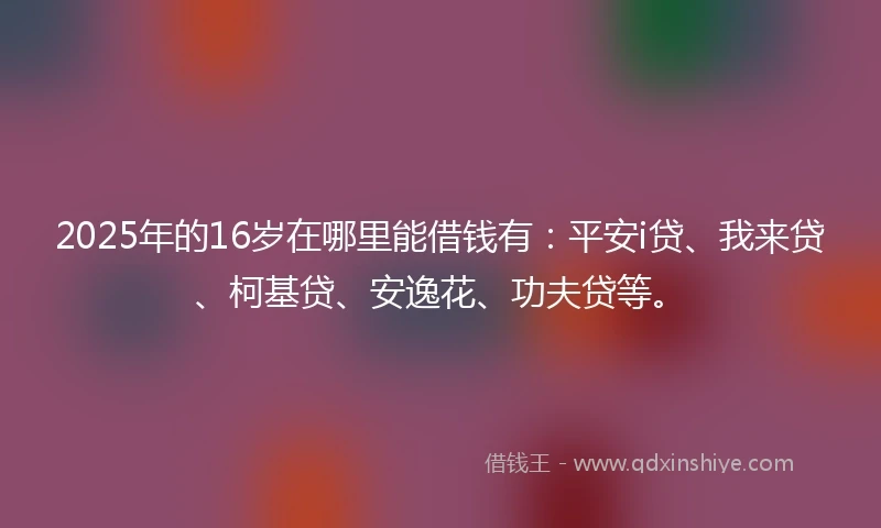 2025年的16岁在哪里能借钱有：平安i贷、我来贷、柯基贷、安逸花、功夫贷等。